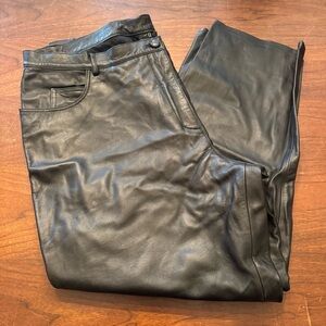 Vintage 00s Carol Little Black Leather Wide Leg Pants Plus Size 24 NWT Y2K